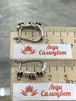 *Серьги Гранат арт. SM-E00741-X-W-PG-X-W-469 вес 4,9 г - фото 259852