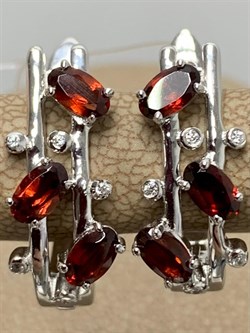 *Серьги Гранат арт. SM-E00741-X-W-PG-X-W-469 вес 4,9 г - фото 259853