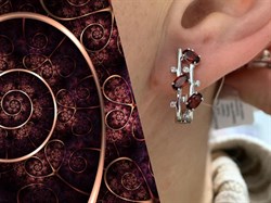 *Серьги Гранат арт. SM-E00741-X-W-PG-X-W-469 вес 4,9 г - фото 259854