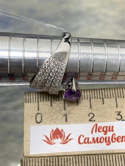*Кольцо р.17,5 Аметист арт. SM-R02915-X-W-Pur-X-W-297 вес 3,94 г - фото 259998