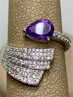 *Кольцо р.17,5 Аметист арт. SM-R02915-X-W-Pur-X-W-297 вес 3,94 г - фото 260002