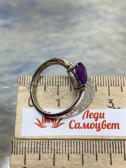 *Кольцо р.17,5 Аметист арт. SM-R02915-X-W-Pur-X-W-297 вес 3,94 г - фото 260006