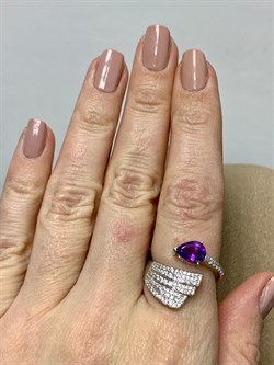 *Кольцо р.19 Аметист арт. SM-R02915-X-W-Pur-X-W-304 вес 4,34 г - фото 260030
