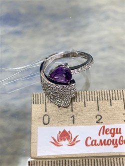 *Кольцо р.19 Аметист арт. SM-R02915-X-W-Pur-X-W-304 вес 4,34 г - фото 260032