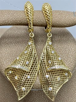 *Серьги Сеточки Белый Фианит Микро Вставки арт. FA-E03211-X-L-X-X-W-610 вес 5,73 г - фото 260111 *Серьги Сеточки Белый Фианит Микро Вставки арт. FA-E03211-X-L-X-X-W-610 вес 5,73 г - фото 260111