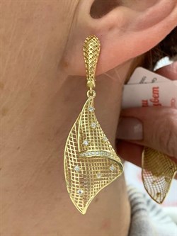 *Серьги Сеточки Белый Фианит Микро Вставки арт. FA-E03211-X-L-X-X-W-610 вес 5,73 г - фото 260113 *Серьги Сеточки Белый Фианит Микро Вставки арт. FA-E03211-X-L-X-X-W-610 вес 5,73 г - фото 260113