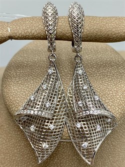 *Серьги Сеточки Белый Фианит Микро Вставки арт. FA-E03211-X-W-X-X-W-730 вес 5,96 г - фото 260159 *Серьги Сеточки Белый Фианит Микро Вставки арт. FA-E03211-X-W-X-X-W-730 вес 5,96 г - фото 260159