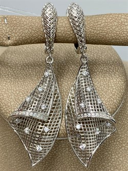 *Серьги Сеточки Белый Фианит Микро Вставки арт. FA-E03211-X-W-X-X-W-730 вес 5,96 г - фото 260161 *Серьги Сеточки Белый Фианит Микро Вставки арт. FA-E03211-X-W-X-X-W-730 вес 5,96 г - фото 260161