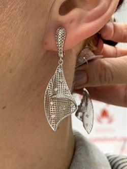 *Серьги Сеточки Белый Фианит Микро Вставки арт. FA-E03211-X-W-X-X-W-730 вес 5,96 г - фото 260162 *Серьги Сеточки Белый Фианит Микро Вставки арт. FA-E03211-X-W-X-X-W-730 вес 5,96 г - фото 260162