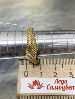 *Кольцо р.18 Сеточки Белый Фианит Микро Вставки арт. FA-R02291-X-L-X-X-W-240 вес 2,32 г - фото 260208