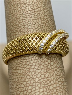 *Кольцо р.18 Сеточки Белый Фианит Микро Вставки арт. FA-R02291-X-L-X-X-W-240 вес 2,32 г - фото 260209