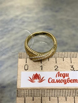 *Кольцо р.18 Сеточки Белый Фианит Микро Вставки арт. FA-R02291-X-L-X-X-W-240 вес 2,32 г - фото 260213