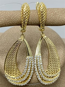 *Серьги Сеточки Белый Фианит Микро Вставки арт. FA-E03212-X-L-X-X-W-869 вес 5,85 г - фото 260229 *Серьги Сеточки Белый Фианит Микро Вставки арт. FA-E03212-X-L-X-X-W-869 вес 5,85 г - фото 260229