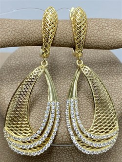 *Серьги Сеточки Белый Фианит Микро Вставки арт. FA-E03212-X-L-X-X-W-869 вес 5,85 г - фото 260230 *Серьги Сеточки Белый Фианит Микро Вставки арт. FA-E03212-X-L-X-X-W-869 вес 5,85 г - фото 260230