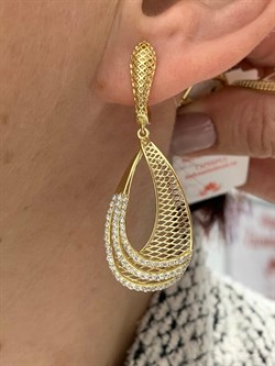 *Серьги Сеточки Белый Фианит Микро Вставки арт. FA-E03212-X-L-X-X-W-869 вес 5,85 г - фото 260232 *Серьги Сеточки Белый Фианит Микро Вставки арт. FA-E03212-X-L-X-X-W-869 вес 5,85 г - фото 260232