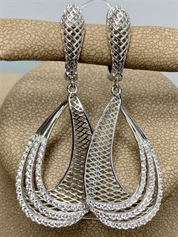 *Серьги Сеточки Белый Фианит Микро Вставки арт. FA-E03212-X-W-X-X-W-103 вес 5,99 г - фото 260246 *Серьги Сеточки Белый Фианит Микро Вставки арт. FA-E03212-X-W-X-X-W-103 вес 5,99 г - фото 260246