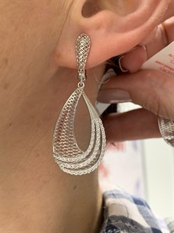 *Серьги Сеточки Белый Фианит Микро Вставки арт. FA-E03212-X-W-X-X-W-103 вес 5,99 г - фото 260248 *Серьги Сеточки Белый Фианит Микро Вставки арт. FA-E03212-X-W-X-X-W-103 вес 5,99 г - фото 260248