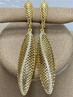 *Серьги Сеточки Белый Фианит Микро Вставки арт. FA-E03213-X-L-X-X-W-256 вес 6,11 г - фото 260300 *Серьги Сеточки Белый Фианит Микро Вставки арт. FA-E03213-X-L-X-X-W-256 вес 6,11 г - фото 260300