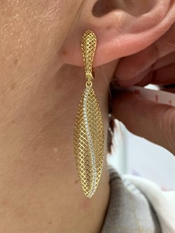 *Серьги Сеточки Белый Фианит Микро Вставки арт. FA-E03213-X-L-X-X-W-256 вес 6,11 г - фото 260302 *Серьги Сеточки Белый Фианит Микро Вставки арт. FA-E03213-X-L-X-X-W-256 вес 6,11 г - фото 260302