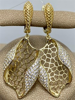 *Серьги Сеточки Белый Фианит Микро Вставки арт. FA-E03210-X-L-X-X-W-347 вес 8,91 г - фото 260494 *Серьги Сеточки Белый Фианит Микро Вставки арт. FA-E03210-X-L-X-X-W-347 вес 8,91 г - фото 260494