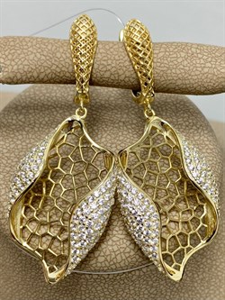 *Серьги Сеточки Белый Фианит Микро Вставки арт. FA-E03210-X-L-X-X-W-347 вес 8,91 г - фото 260496 *Серьги Сеточки Белый Фианит Микро Вставки арт. FA-E03210-X-L-X-X-W-347 вес 8,91 г - фото 260496