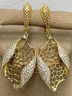 *Серьги Сеточки Белый Фианит Микро Вставки арт. FA-E03210-X-L-X-X-W-347 вес 8,91 г - фото 260497 *Серьги Сеточки Белый Фианит Микро Вставки арт. FA-E03210-X-L-X-X-W-347 вес 8,91 г - фото 260497