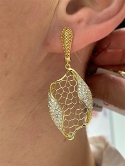 *Серьги Сеточки Белый Фианит Микро Вставки арт. FA-E03210-X-L-X-X-W-347 вес 8,91 г - фото 260498 *Серьги Сеточки Белый Фианит Микро Вставки арт. FA-E03210-X-L-X-X-W-347 вес 8,91 г - фото 260498