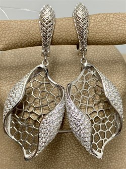 *Серьги Сеточки Белый Фианит Микро Вставки арт. FA-E03210-X-W-X-X-W-506 вес 8,65 г - фото 260530 *Серьги Сеточки Белый Фианит Микро Вставки арт. FA-E03210-X-W-X-X-W-506 вес 8,65 г - фото 260530