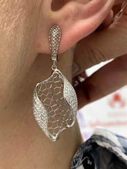 *Серьги Сеточки Белый Фианит Микро Вставки арт. FA-E03210-X-W-X-X-W-506 вес 8,65 г - фото 260532 *Серьги Сеточки Белый Фианит Микро Вставки арт. FA-E03210-X-W-X-X-W-506 вес 8,65 г - фото 260532