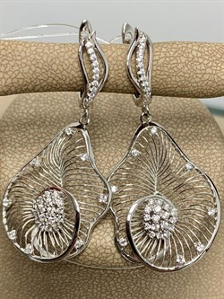 *Серьги Сеточки Белый Фианит Микро Вставки арт. FA-E03216-X-W-X-X-W-240 вес 5,67 г - фото 260570