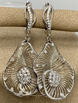 *Серьги Сеточки Белый Фианит Микро Вставки арт. FA-E03216-X-W-X-X-W-240 вес 5,67 г - фото 260573