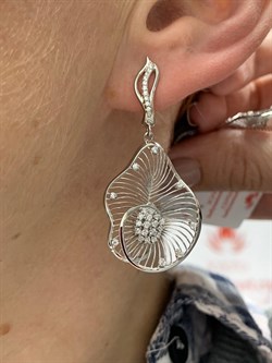 *Серьги Сеточки Белый Фианит Микро Вставки арт. FA-E03216-X-W-X-X-W-240 вес 5,67 г - фото 260574