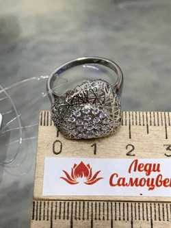 *Кольцо р.18 Сеточки Белый Фианит Микро Вставки арт. FA-R03218-X-W-W-X-W-216 вес 3,96 г - фото 260632 *Кольцо р.18 Сеточки Белый Фианит Микро Вставки арт. FA-R03218-X-W-W-X-W-216 вес 3,96 г - фото 260632