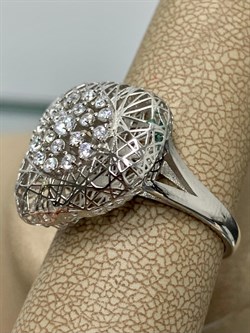 *Кольцо р.19 Сеточки Белый Фианит Микро Вставки арт. FA-R03218-X-W-W-X-W-279 вес 4 г - фото 260635 *Кольцо р.19 Сеточки Белый Фианит Микро Вставки арт. FA-R03218-X-W-W-X-W-279 вес 4 г - фото 260635