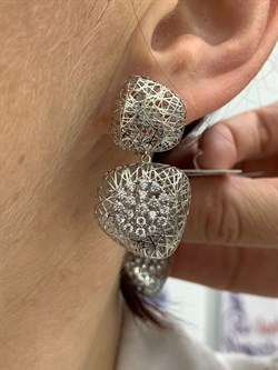 *Серьги Сеточки Белый Фианит Микро Вставки арт. FA-E03218-X-W-W-X-W-785 вес 6,43 г - фото 260645 *Серьги Сеточки Белый Фианит Микро Вставки арт. FA-E03218-X-W-W-X-W-785 вес 6,43 г - фото 260645