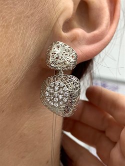 *Серьги Сеточки Белый Фианит Микро Вставки арт. FA-E03218-X-W-W-X-W-785 вес 6,43 г - фото 260646 *Серьги Сеточки Белый Фианит Микро Вставки арт. FA-E03218-X-W-W-X-W-785 вес 6,43 г - фото 260646