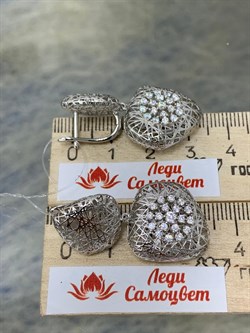 *Серьги Сеточки Белый Фианит Микро Вставки арт. FA-E03218-X-W-W-X-W-785 вес 6,43 г - фото 260649 *Серьги Сеточки Белый Фианит Микро Вставки арт. FA-E03218-X-W-W-X-W-785 вес 6,43 г - фото 260649