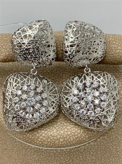 *Серьги Сеточки Белый Фианит Микро Вставки арт. FA-E03218-X-W-W-X-W-785 вес 6,43 г - фото 260650 *Серьги Сеточки Белый Фианит Микро Вставки арт. FA-E03218-X-W-W-X-W-785 вес 6,43 г - фото 260650