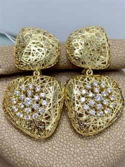 *Серьги Сеточки Белый Фианит Микро Вставки арт. FA-E03218-X-L-W-X-W-680 вес 6,12 г - фото 260671 *Серьги Сеточки Белый Фианит Микро Вставки арт. FA-E03218-X-L-W-X-W-680 вес 6,12 г - фото 260671