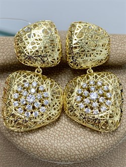 *Серьги Сеточки Белый Фианит Микро Вставки арт. FA-E03218-X-L-W-X-W-680 вес 6,12 г - фото 260673 *Серьги Сеточки Белый Фианит Микро Вставки арт. FA-E03218-X-L-W-X-W-680 вес 6,12 г - фото 260673