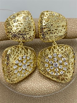 *Серьги Сеточки Белый Фианит Микро Вставки арт. FA-E03218-X-L-W-X-W-680 вес 6,12 г - фото 260674 *Серьги Сеточки Белый Фианит Микро Вставки арт. FA-E03218-X-L-W-X-W-680 вес 6,12 г - фото 260674