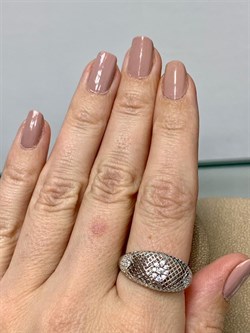 *Кольцо р.19 Сеточки Белый Фианит Микро Вставки арт. FA-R03215-X-W-W-X-W-699 вес 2,97 г - фото 260722