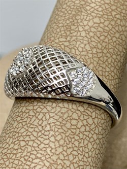 *Кольцо р.19 Сеточки Белый Фианит Микро Вставки арт. FA-R03215-X-W-W-X-W-699 вес 2,97 г - фото 260726