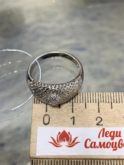 *Кольцо р.19 Сеточки Белый Фианит Микро Вставки арт. FA-R03215-X-W-W-X-W-699 вес 2,97 г - фото 260730