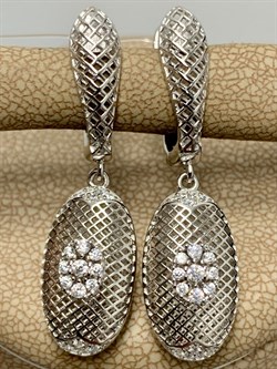 *Серьги Сеточки Белый Фианит Микро Вставки арт. FA-E03215-X-W-W-X-W-990 вес 4,67 г - фото 260744 *Серьги Сеточки Белый Фианит Микро Вставки арт. FA-E03215-X-W-W-X-W-990 вес 4,67 г - фото 260744