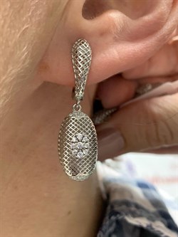 *Серьги Сеточки Белый Фианит Микро Вставки арт. FA-E03215-X-W-W-X-W-990 вес 4,67 г - фото 260745 *Серьги Сеточки Белый Фианит Микро Вставки арт. FA-E03215-X-W-W-X-W-990 вес 4,67 г - фото 260745