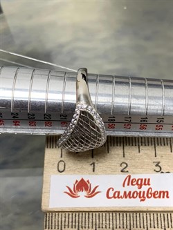 *Кольцо р.19 Сеточки Белый Фианит Микро Вставки арт. FA-R02302-X-W-X-X-W-721 вес 3,46 г - фото 260765