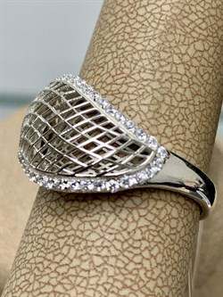 *Кольцо р.19 Сеточки Белый Фианит Микро Вставки арт. FA-R02302-X-W-X-X-W-721 вес 3,46 г - фото 260766