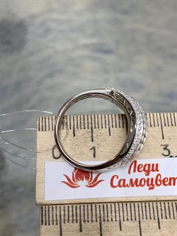 *Кольцо р.19 Сеточки Белый Фианит Микро Вставки арт. FA-R02302-X-W-X-X-W-721 вес 3,46 г - фото 260771