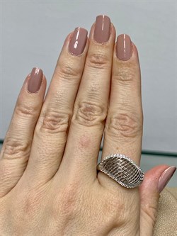 *Кольцо р.19 Сеточки Белый Фианит Микро Вставки арт. FA-R02302-X-W-X-X-W-721 вес 3,46 г - фото 260772